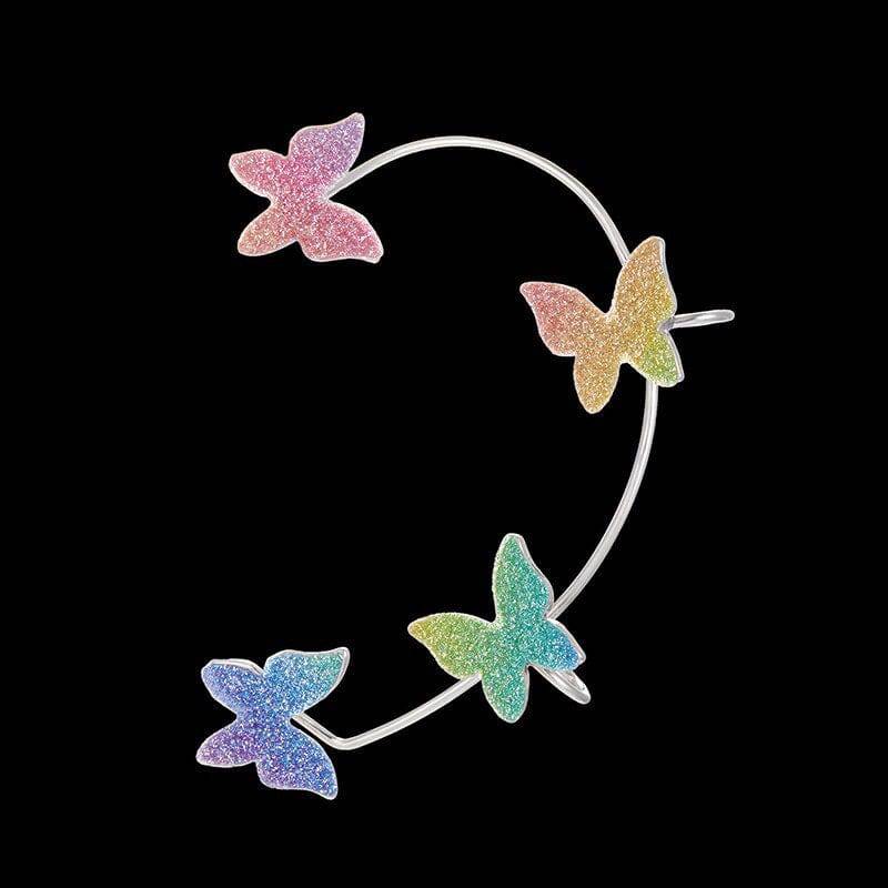 The Faye Rainbow Butterfly Cuff Earrings