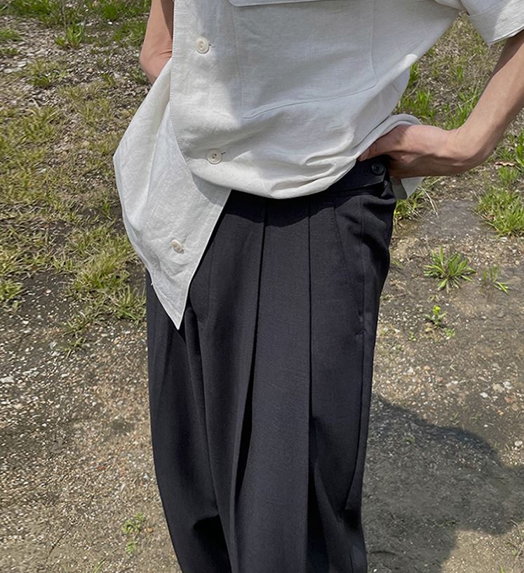 RT No. 4399 DRAPE BLACK GRAY WIDE PANTS