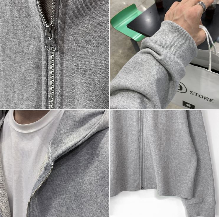 RT No. 5250 GRAY CROPPED ZIP-UP HOODIE