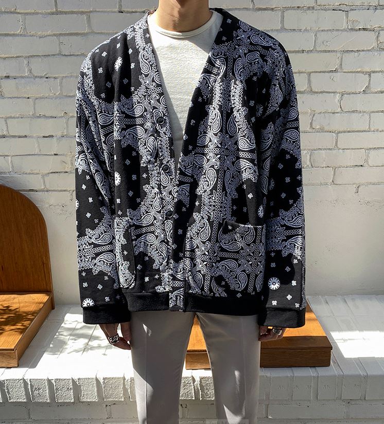 RT No. 5040 BLACK PATTERN CARDIGAN