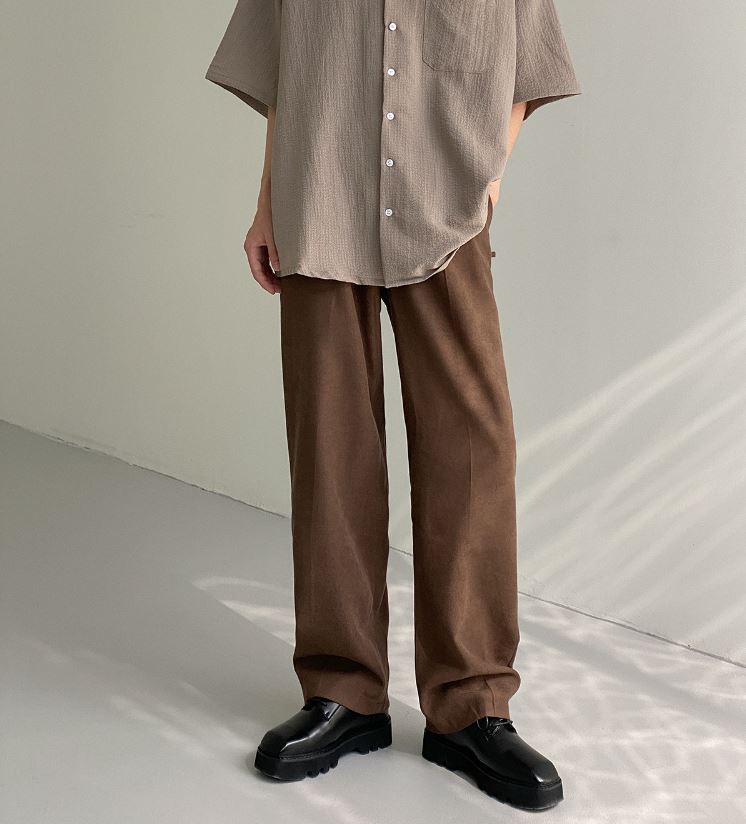 RT No. 5183 BROWN RETRO STYLED STRAIGHT CASUAL PANTS