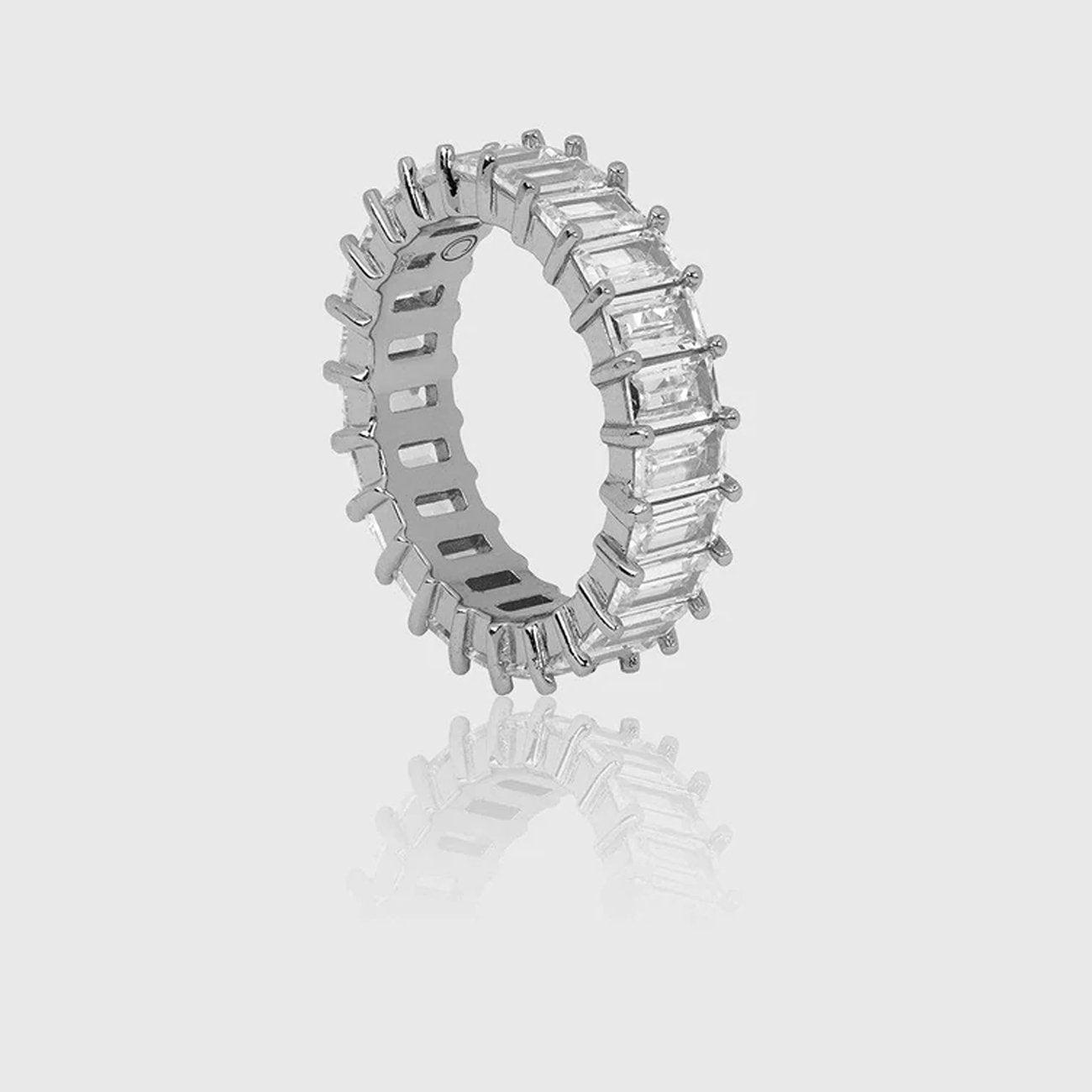 BAGUETTE BAND RING [WHITE GOLD]