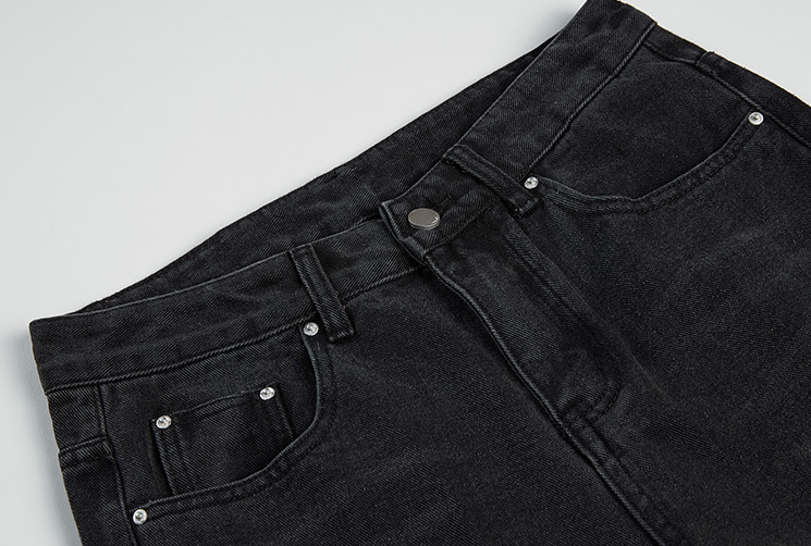 RT No. 3155 WASHED BLACK WIDE STRAIGHT PANTS