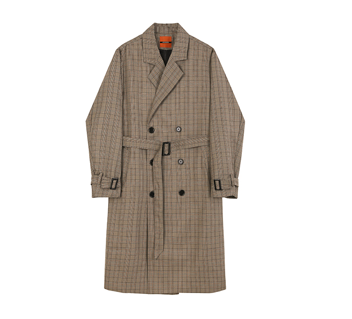 RT No. 1079 PLAID TRENCH COAT