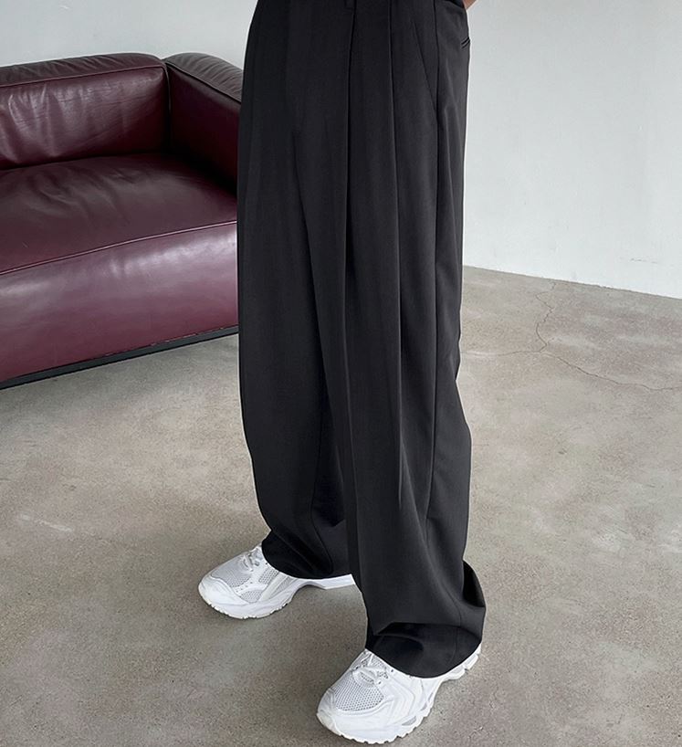 RT No. 4399 DRAPE BLACK GRAY WIDE PANTS