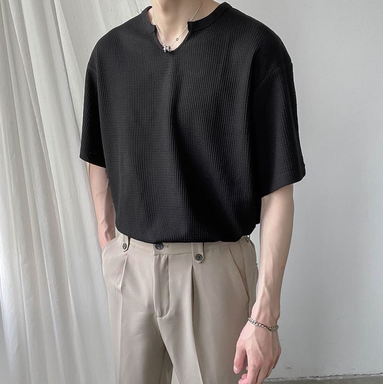 RT No. 4434 U-NECK HALF SLEEVE WAFFLE SHIRT