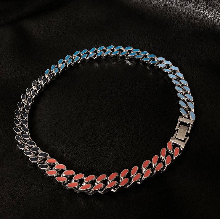 COLORED CUBAN CHAIN NECKLACE