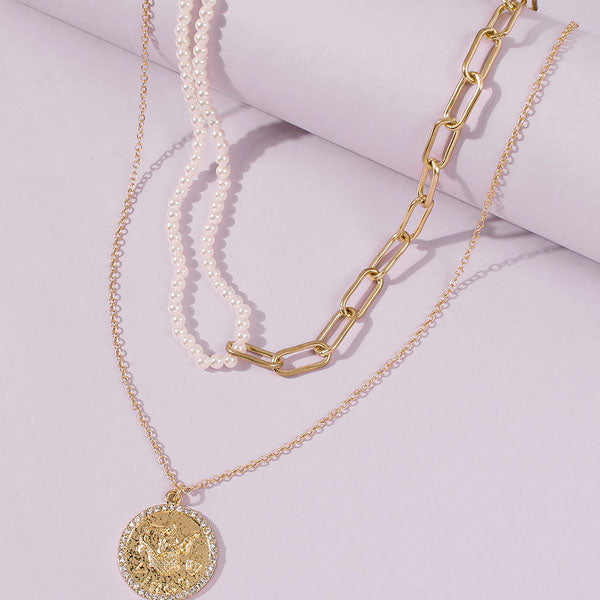 Alita Gold and Pearl Layered Necklace