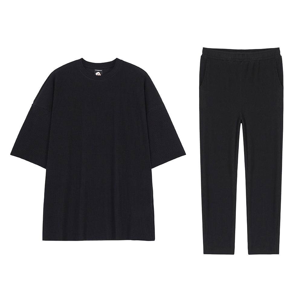 RT No. 1513 PLEATED SHIRT AND SWEATPANTS SET