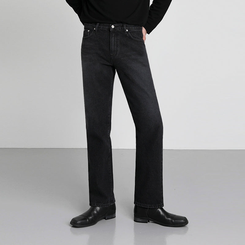 RT No. 3155 WASHED BLACK WIDE STRAIGHT PANTS