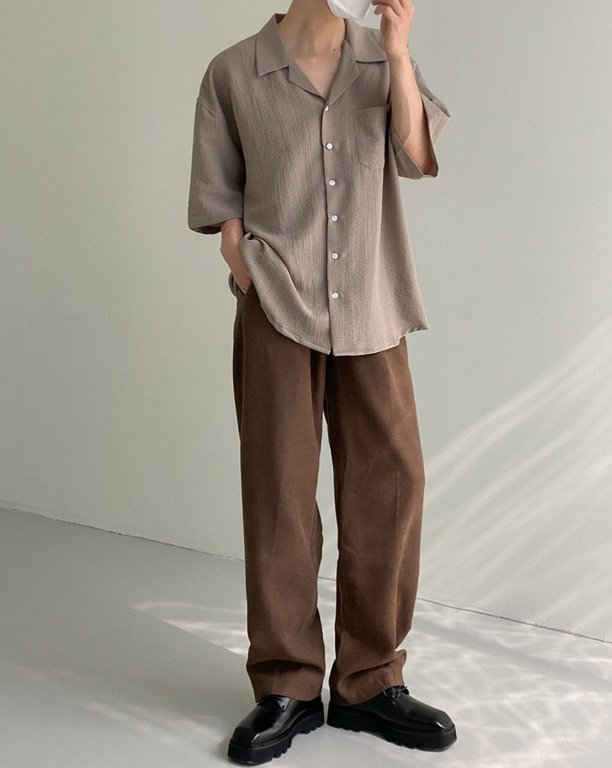 RT No. 5183 BROWN RETRO STYLED STRAIGHT CASUAL PANTS