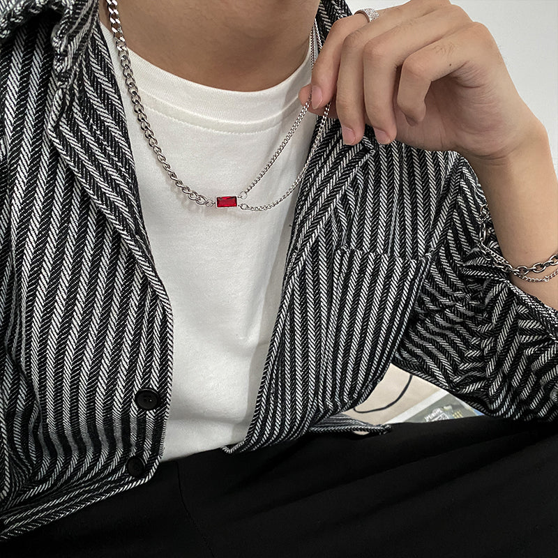 RED SQUARE CHAIN NECKLACE