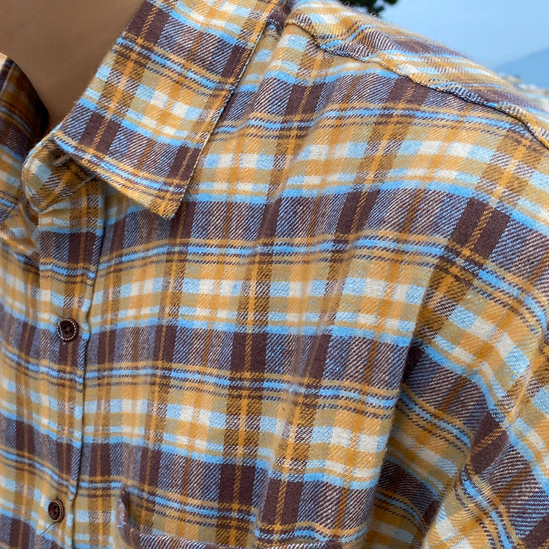 RT No. 4379 YELLOW PLAID COLLAR SHIRT