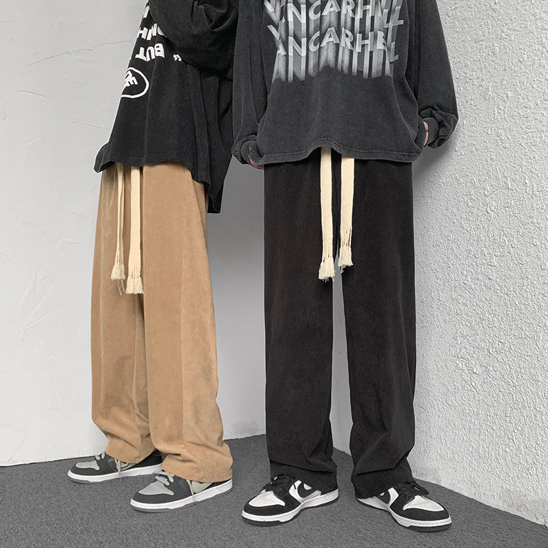 RT No. 5138 CORDUROY DRAWSTRING WIDE STRAIGHT SWEATPANTS