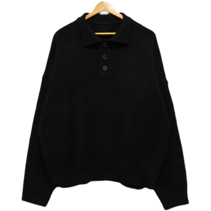 RT No. 5246 KNITTED QUARTER BUTTON-UP SHIRT SWEATER