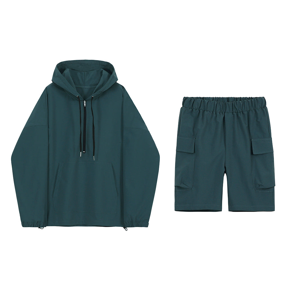 RT No. 1461 CYAN HOODIE & SHORTS SET