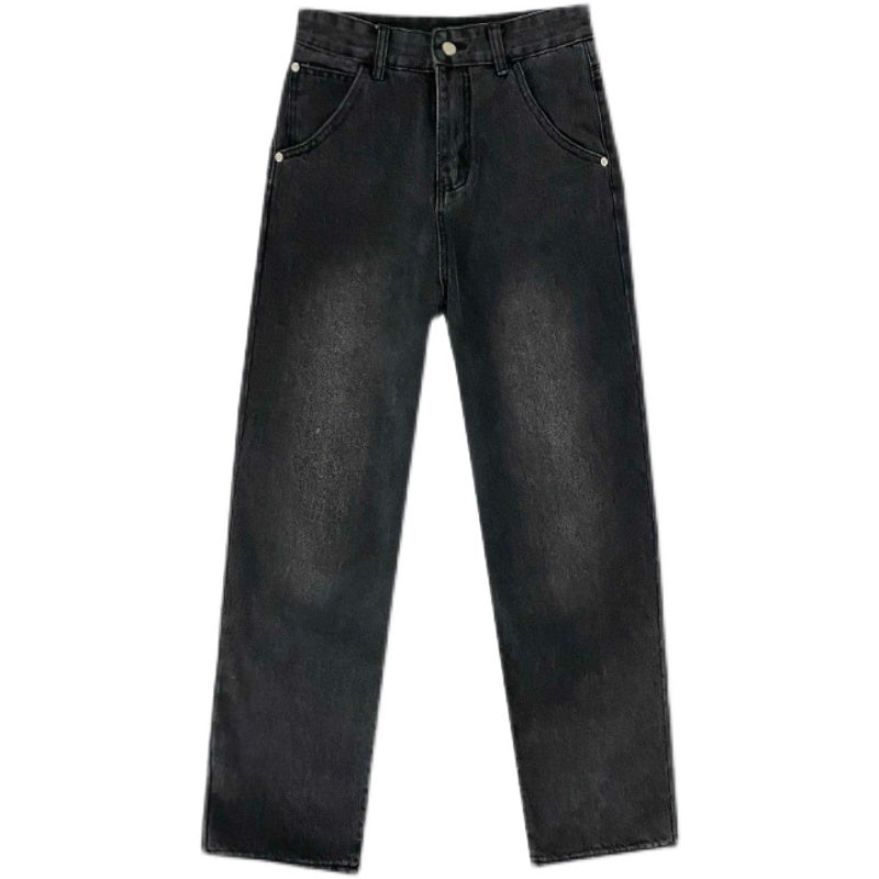 RT No. 4498 WASHED GRAY WIDE STRAIGHT JEANS