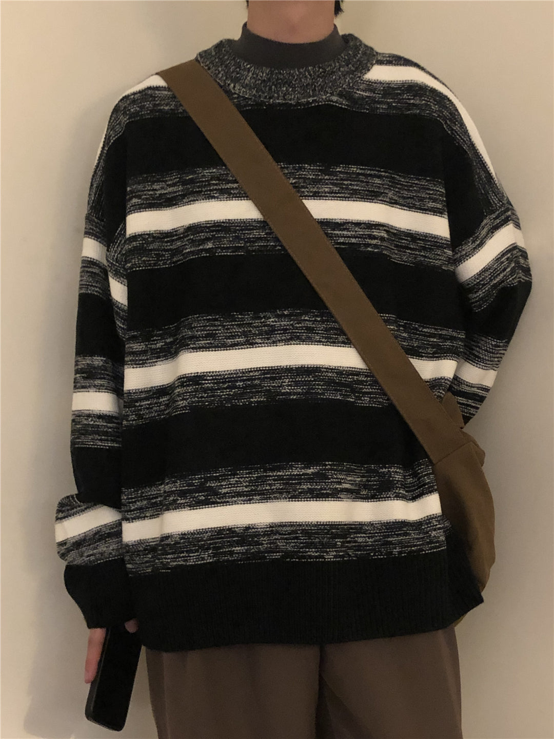 No. 3559 BLACK KNITTED STRIPED SWEATER