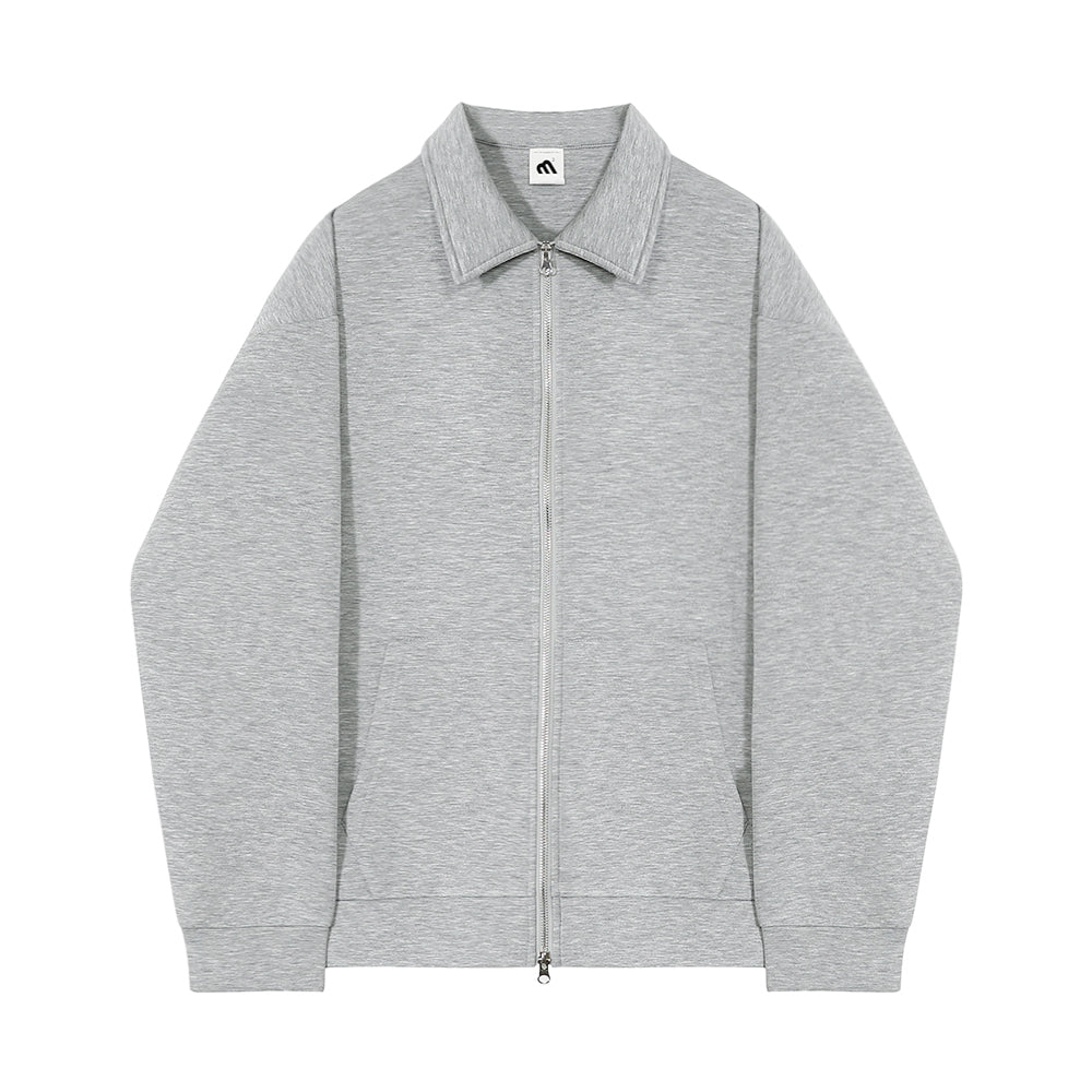 RT No. 5419 GRAY ZIP-UP COLLAR SWEATER