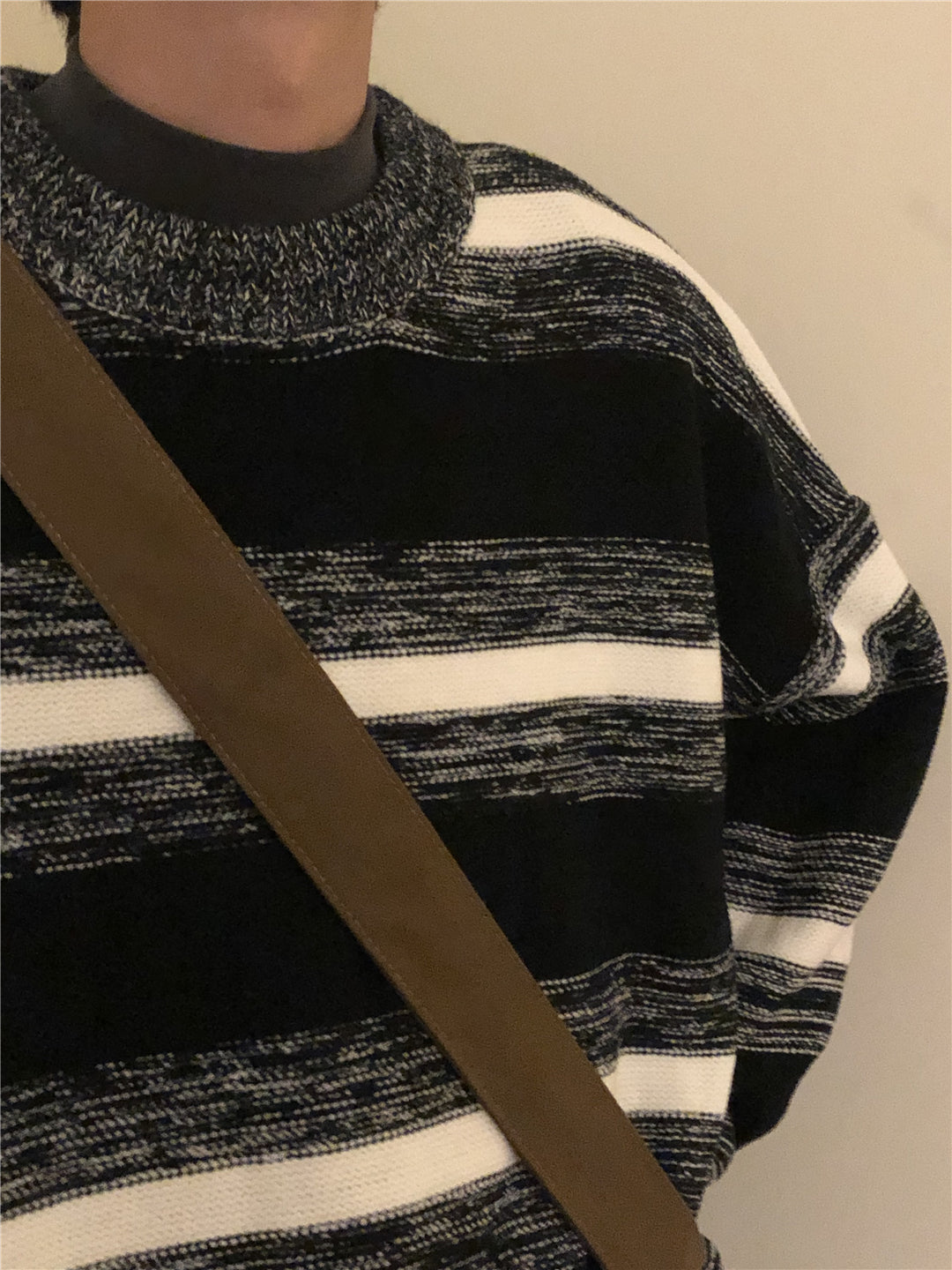 No. 3559 BLACK KNITTED STRIPED SWEATER