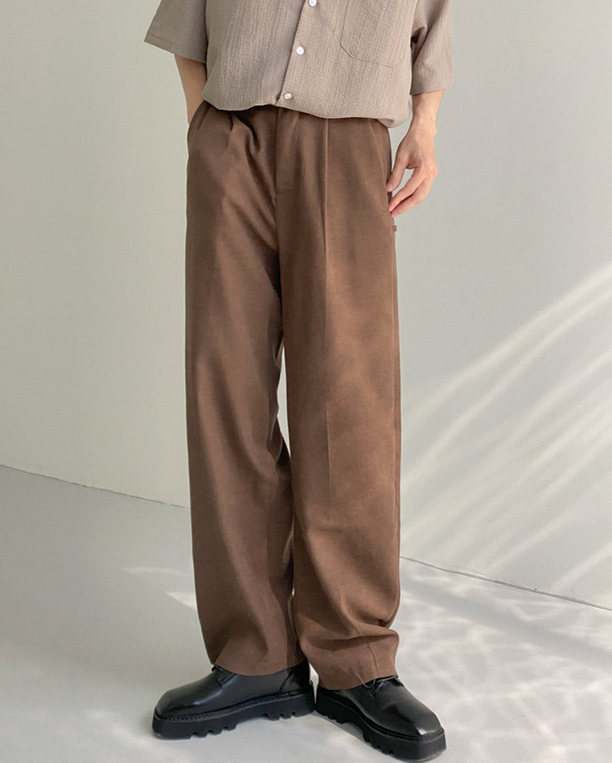 RT No. 5183 BROWN RETRO STYLED STRAIGHT CASUAL PANTS